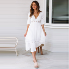 Vestido largo de encaje estilo bohemio