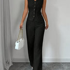 Malia™ | Conjunto Elegante de Chaleco con Escote en V y Pantalón Recto