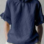 Yuna™ | Blusa Casual de Color Sólido con Cuello Elegante