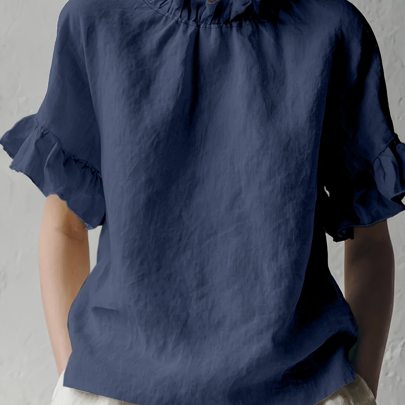 Yuna™ | Blusa Casual de Color Sólido con Cuello Elegante