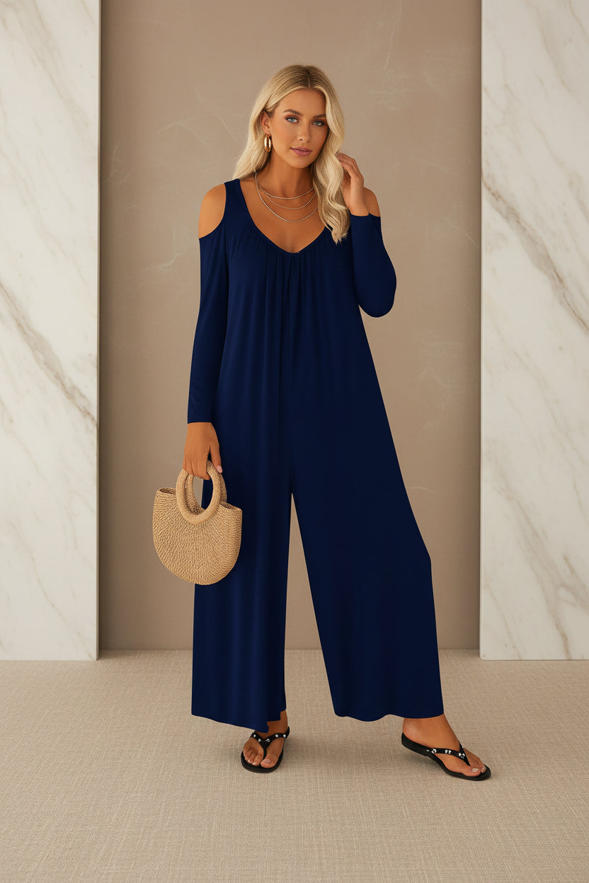 Tansira™ | Jumpsuit Elegante con Hombros Descubiertos y Aretes Incluidos