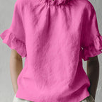 Yuna™ | Blusa Casual de Color Sólido con Cuello Elegante