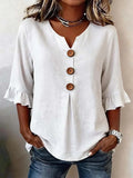 Jessara | Blusa de lino con mangas con volantes