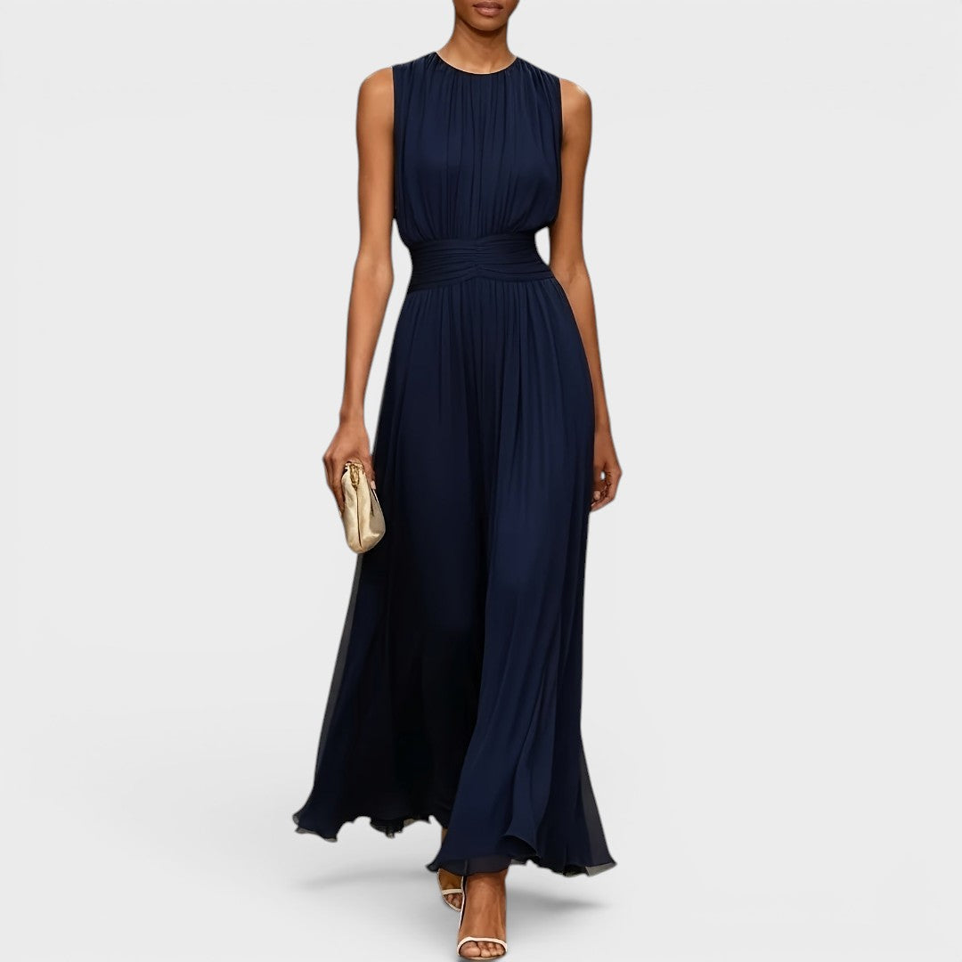 Evadne - Vestido midi drapeado de gama alta