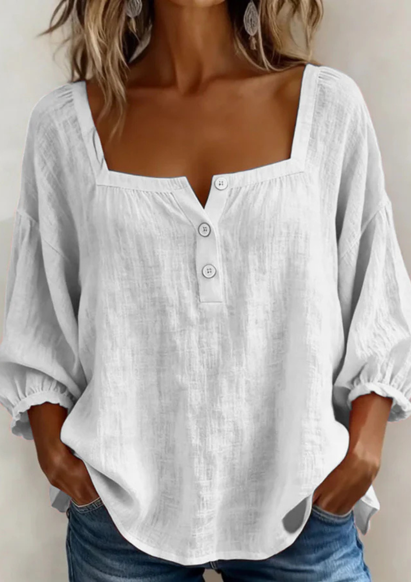 Arelia | Blusa Boho de Algodón con Botones