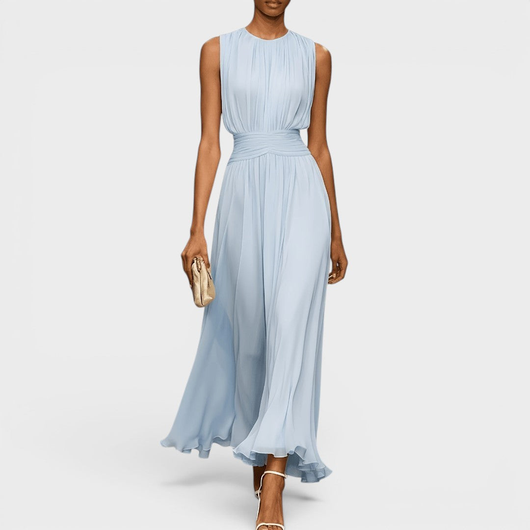 Evadne - Vestido midi drapeado de gama alta