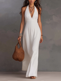 Emelia - Vestido largo con cuello halter y tejido suave al tacto