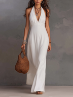 Emelia - Vestido largo con cuello halter y tejido suave al tacto