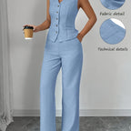 Malia™ | Conjunto Elegante de Chaleco con Escote en V y Pantalón Recto