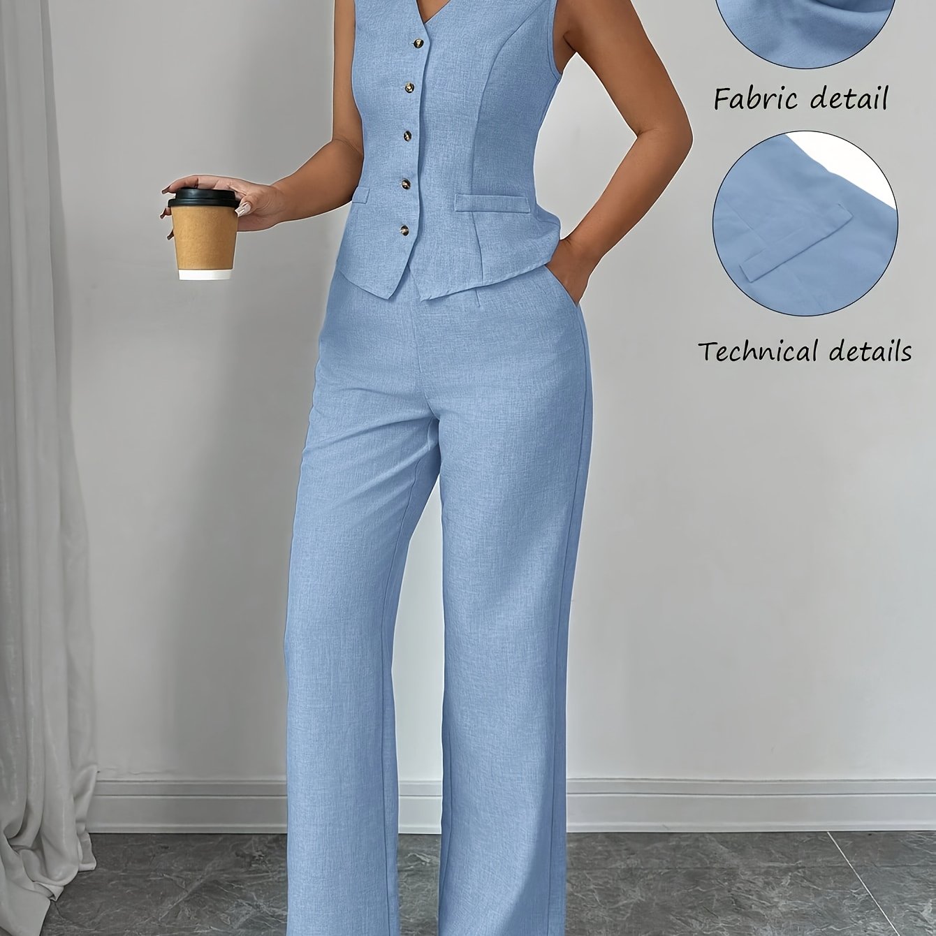 Malia™ | Conjunto Elegante de Chaleco con Escote en V y Pantalón Recto