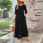 Aethel™ | Vestido de mujer con corte en A, cuello redondo y que cubre el vientre | Maxi
