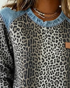 Virezza™ | Suéter Mezclilla Parche Leopardo