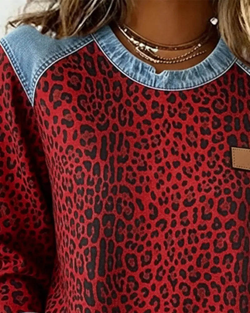 Virezza™ | Suéter Mezclilla Parche Leopardo