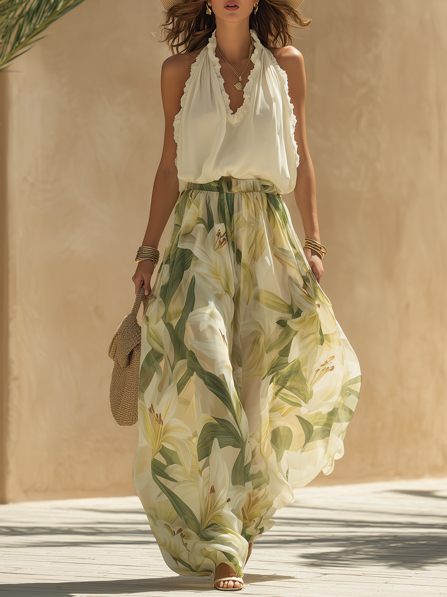 Maren™ | Conjunto Fluido Estampado Lirio Elegante
