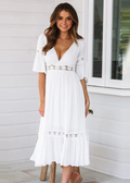 Vestido largo de encaje estilo bohemio