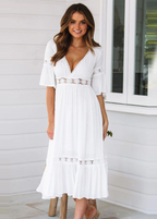Vestido largo de encaje estilo bohemio