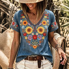 Xenis™ | Blusa con estampado floral vintage