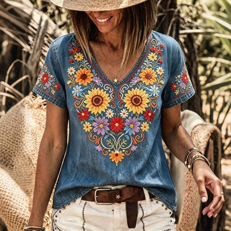 Xenis™ | Blusa con estampado floral vintage