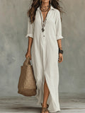 Juna™ | Vestido Largo y Holgado Con Botones