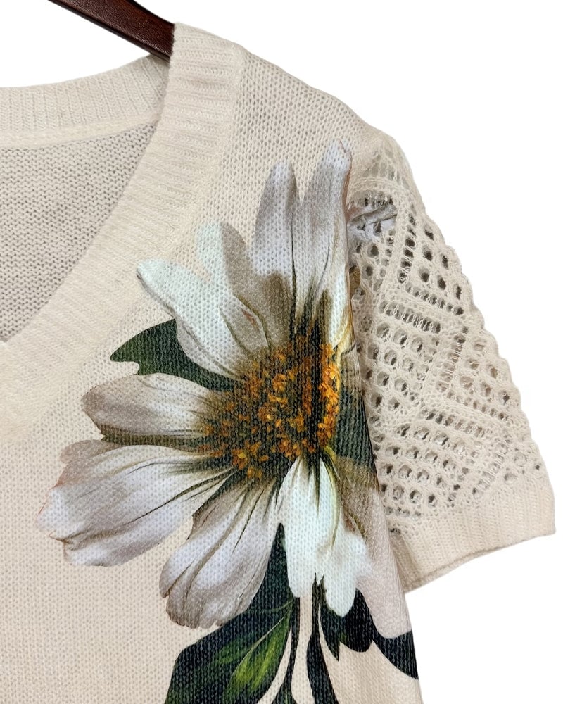 Malyr™ | Jersey de punto con estampado floral y cuello en V