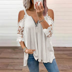 Virel™ | Blusa de encaje con hombros al aire y cremallera para mujer