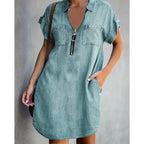 Isorn™ | Vestido camisero de vaquero holgado para mujer