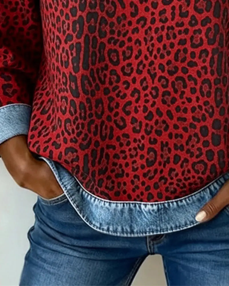 Virezza™ | Suéter Mezclilla Parche Leopardo