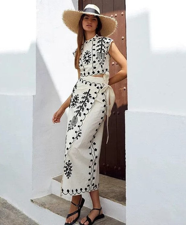 Camilla | Conjunto de top y falda estampados