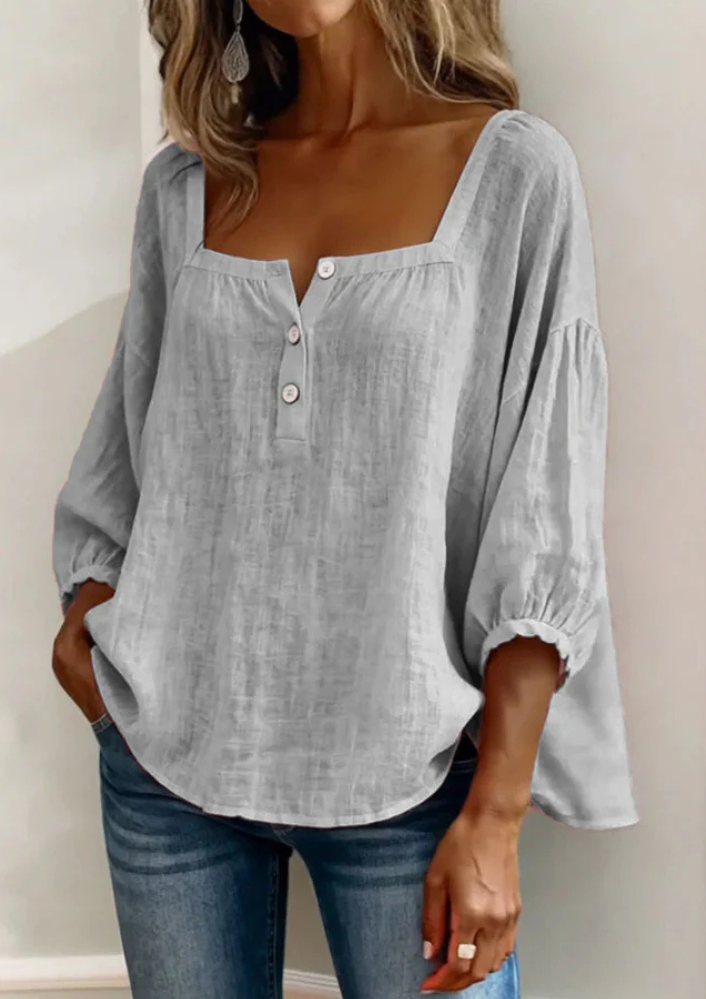 Arelia | Blusa Boho de Algodón con Botones
