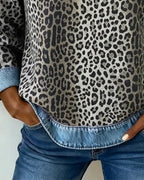 Virezza™ | Suéter Mezclilla Parche Leopardo