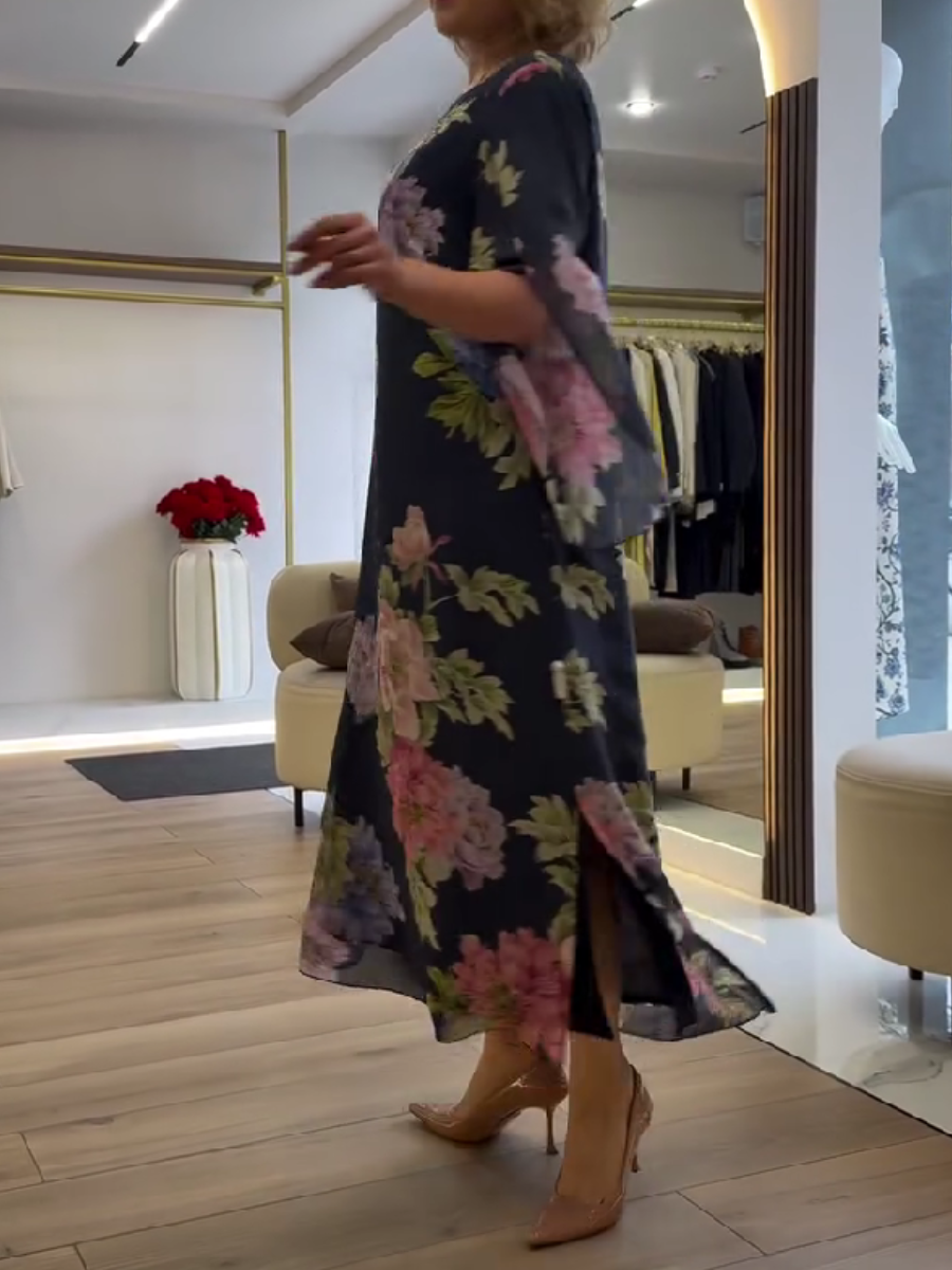 Halle | Vestido largo holgado con estampado floral