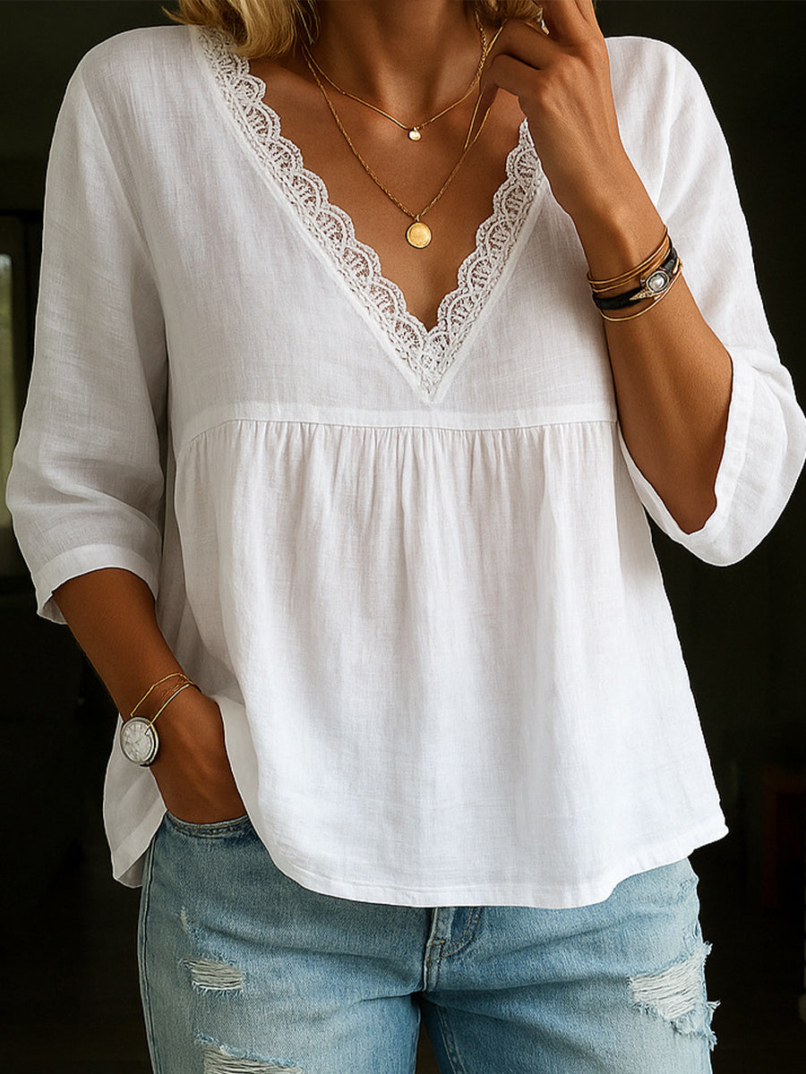 Muna™ | Camisa elegante de lino con encaje