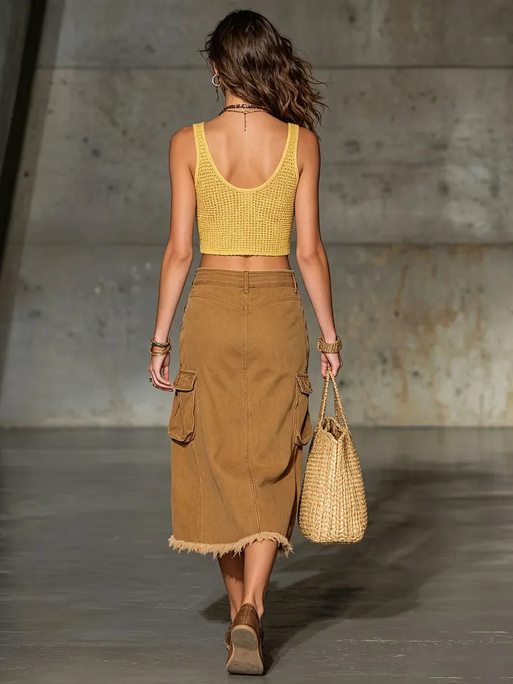 Alys™ | Falda estilo cargo con dobladillo sin rematar