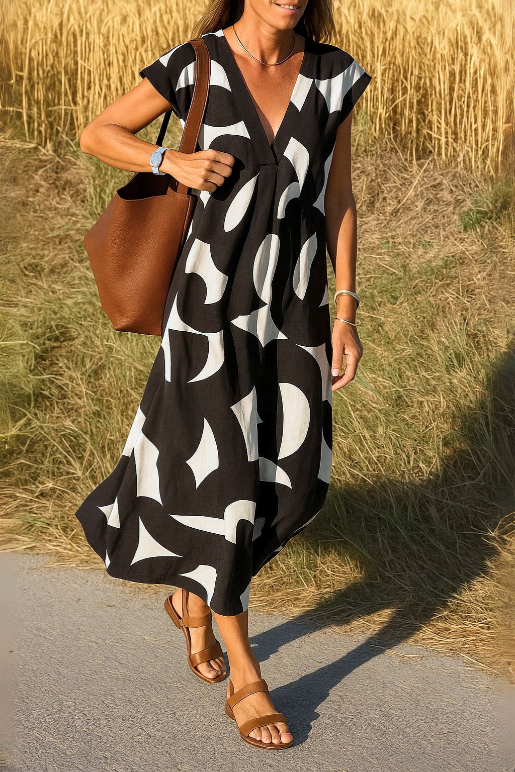 Ellen™ | Vestido estampado con cuello en V