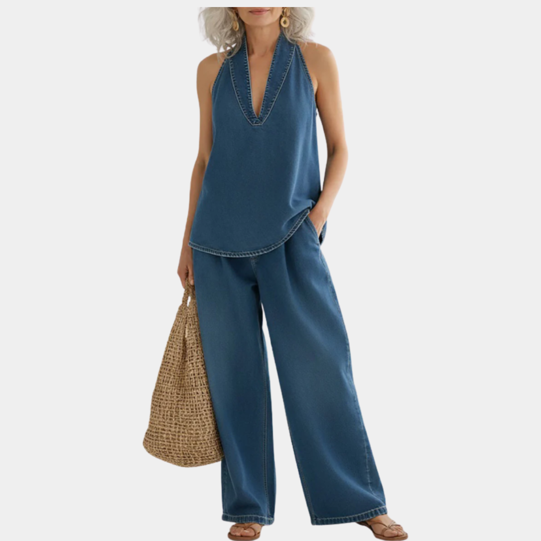 Saylor | Conjunto de dos piezas con efecto vaquero suave y lavado vintage