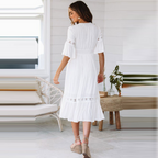 Vestido largo de encaje estilo bohemio