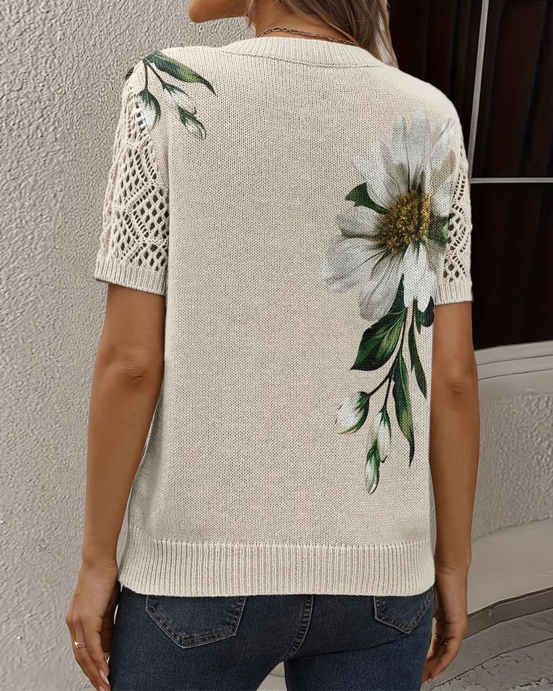 Malyr™ | Jersey de punto con estampado floral y cuello en V