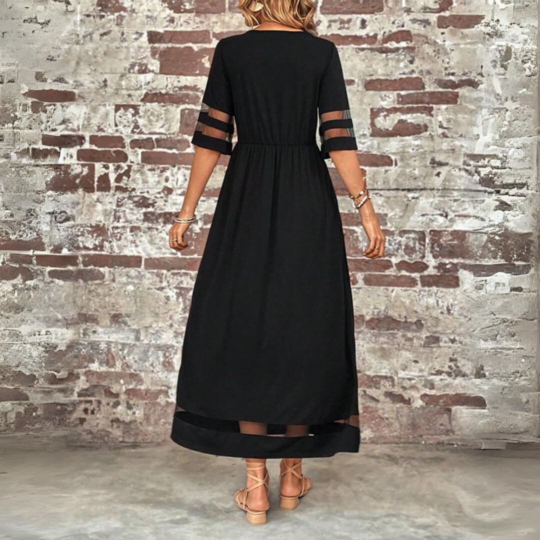 Aethel™ | Vestido de mujer con corte en A, cuello redondo y que cubre el vientre | Maxi