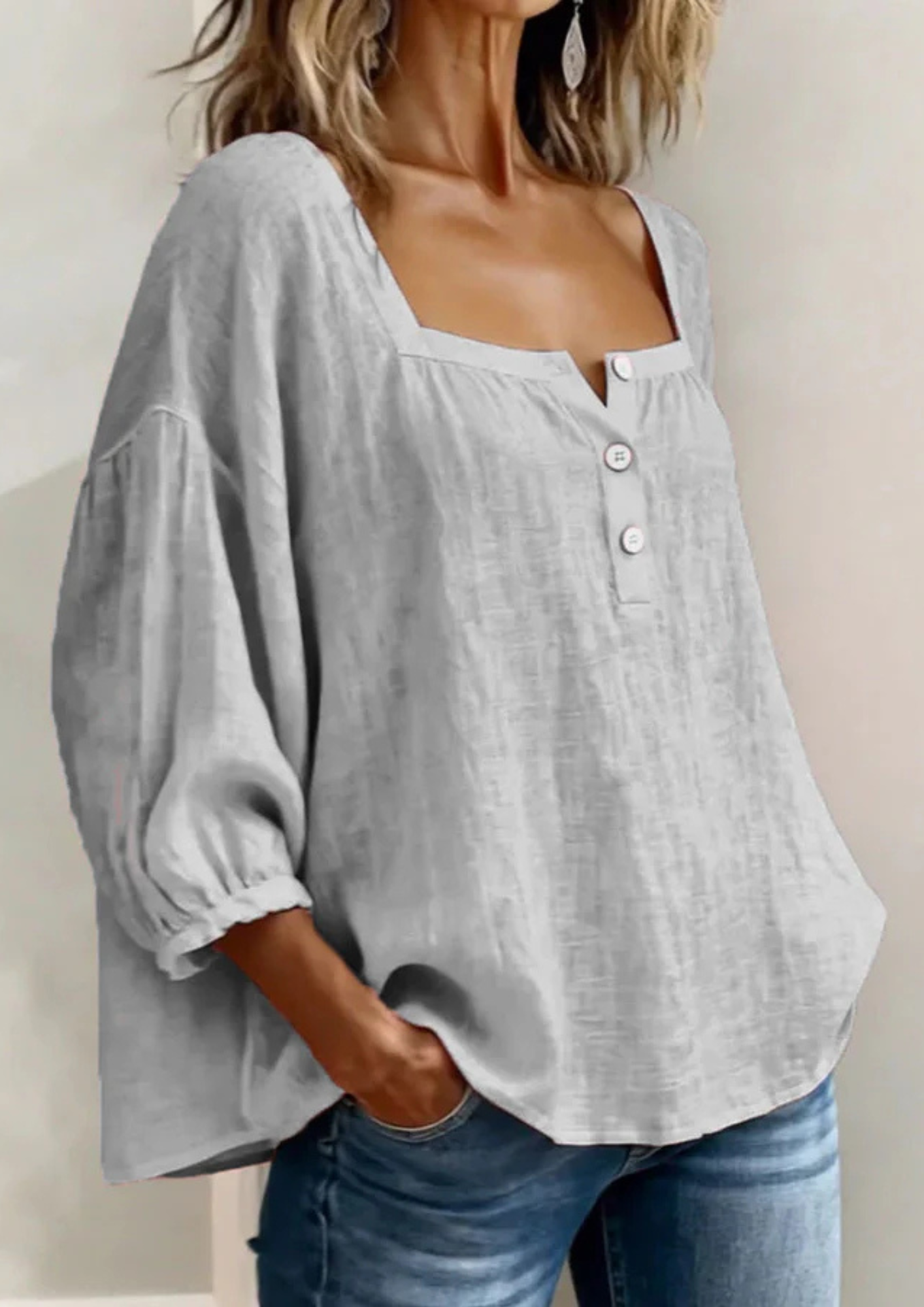 Arelia | Blusa Boho de Algodón con Botones