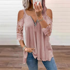Virel™ | Blusa de encaje con hombros al aire y cremallera para mujer
