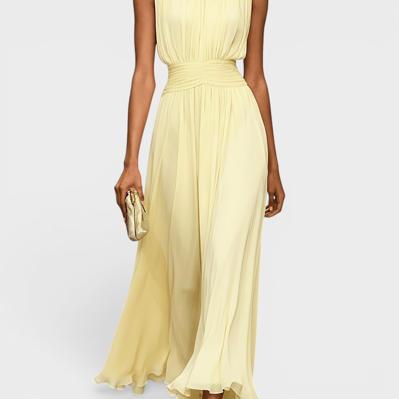 Evadne - Vestido midi drapeado de gama alta