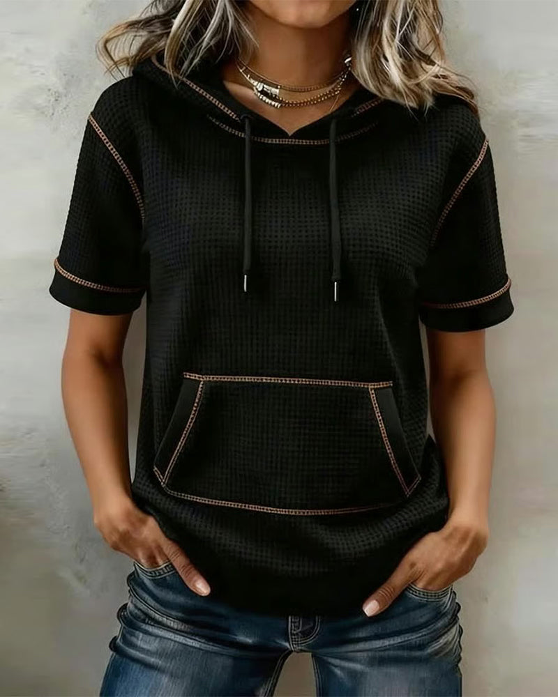 Drawelle™ | Camiseta informal con bolsillo con cordón