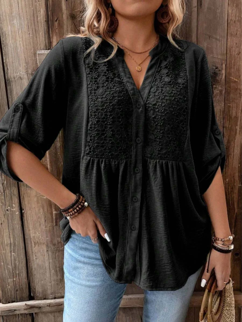 Vireya™ | Blusa Elegante con Escote en V y Botones