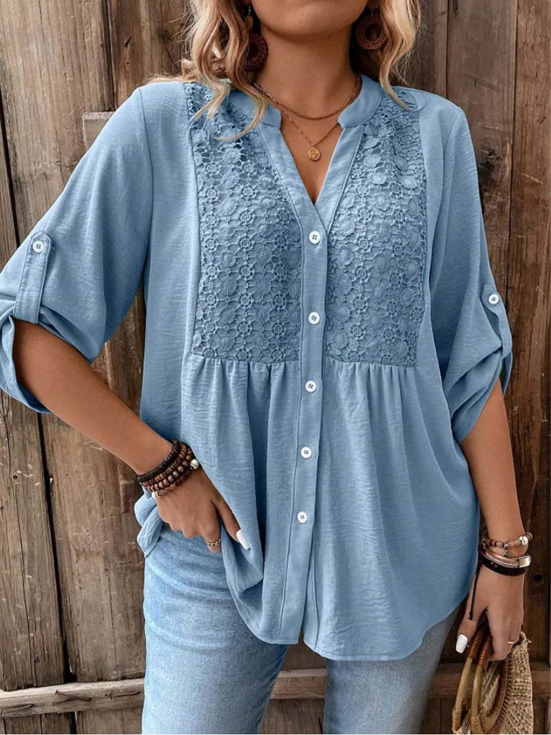 Vireya™ | Blusa Elegante con Escote en V y Botones
