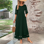 Aethel™ | Vestido de mujer con corte en A, cuello redondo y que cubre el vientre | Maxi