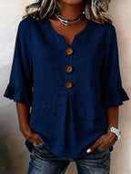 Jessara | Blusa de lino con mangas con volantes