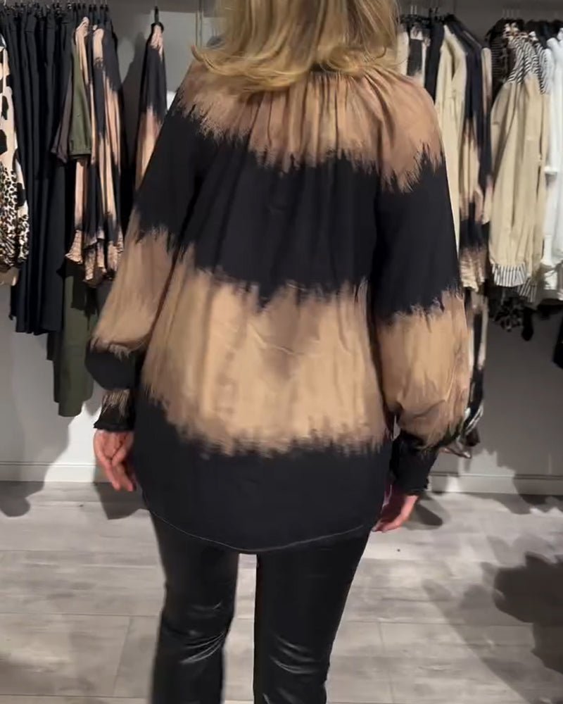 Rory™ | Blusa vintage de color bloque con cuello en V y botones
