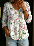 Vion™ | Camiseta de algodón para mujer con estampado botánico inspirado en el arte: una prenda elegante, informal, versátil y suave