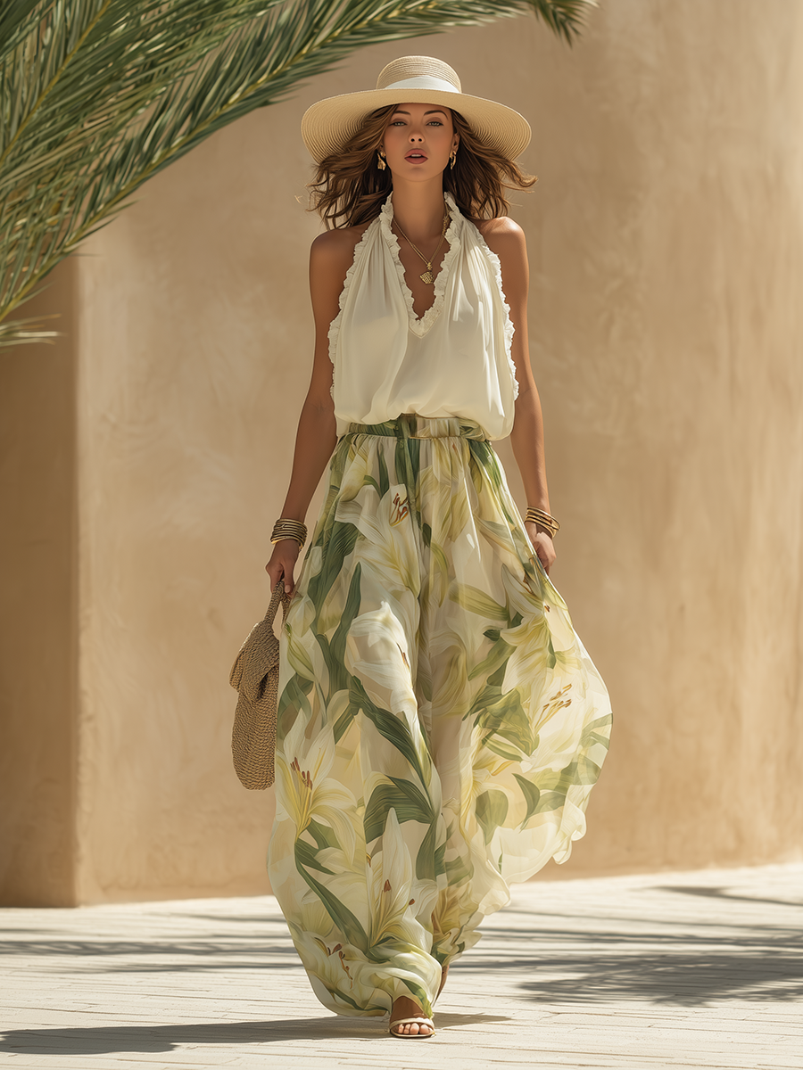 Maren™ | Conjunto Fluido Estampado Lirio Elegante