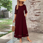 Aethel™ | Vestido de mujer con corte en A, cuello redondo y que cubre el vientre | Maxi